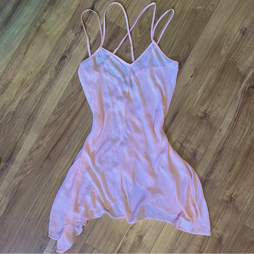 Apt 9 silky satin night dress mini dress slip with crisscross straps medium pink